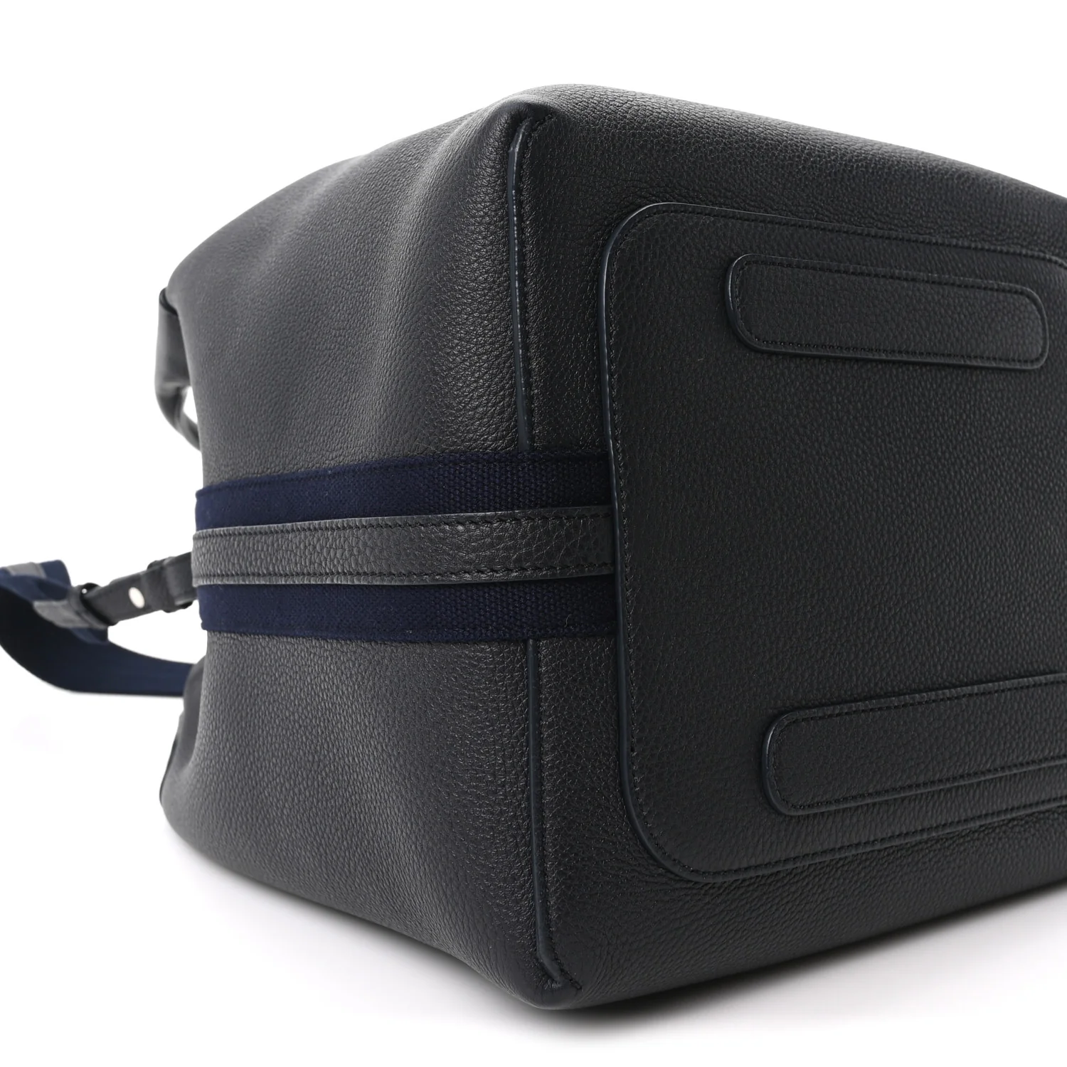 Grained Calfskin Large Bale Bag Navy Blue - Image 9