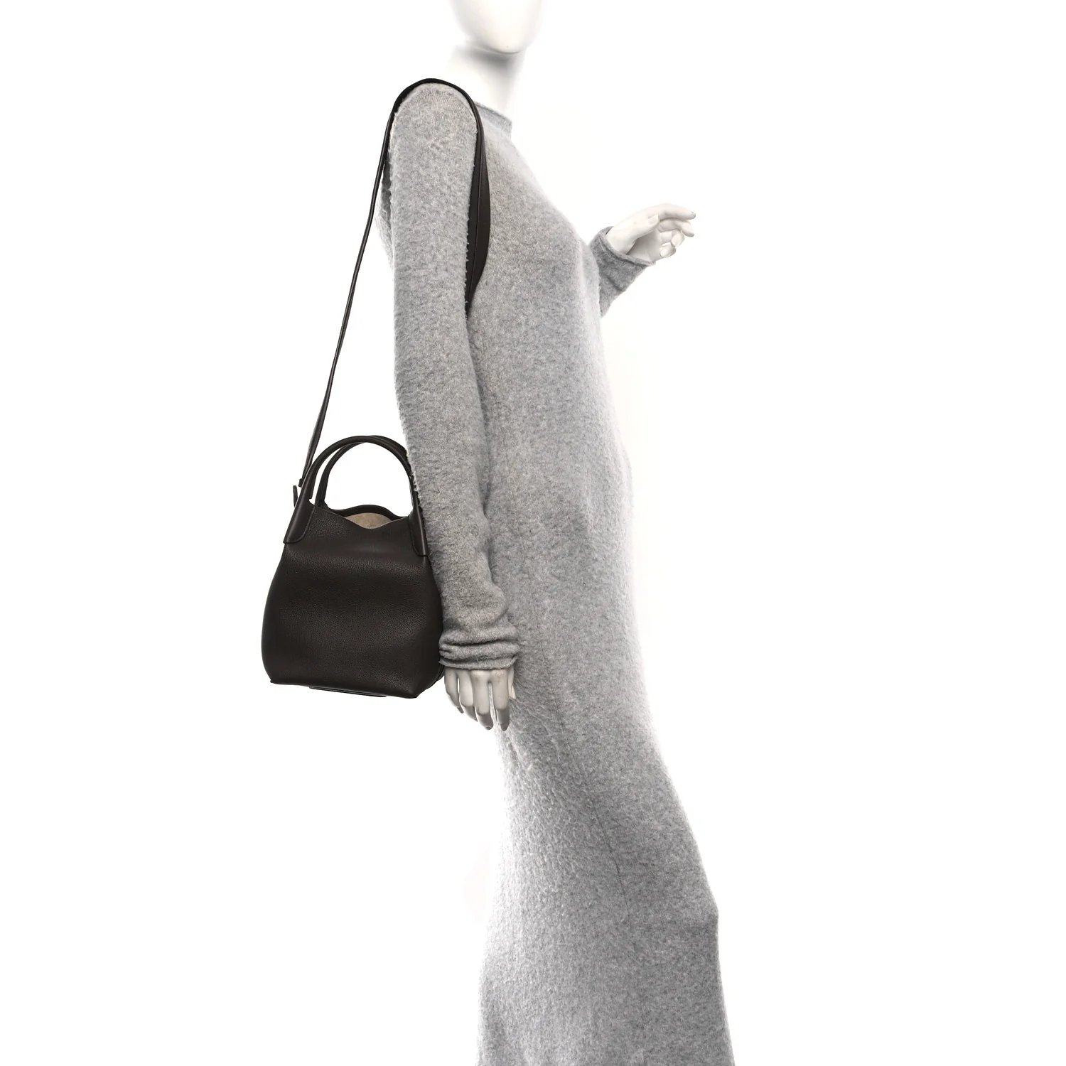 Grained Calfskin Micro Bale Bag Dark Chocolate Licorice - Image 2