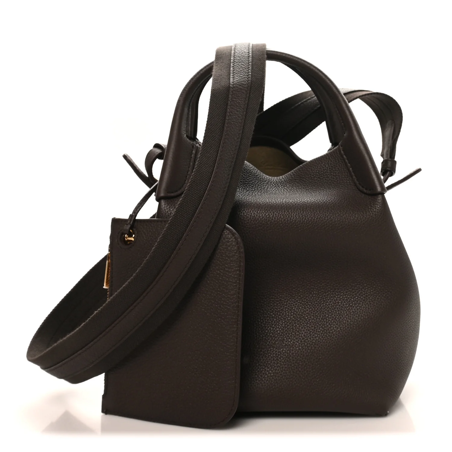 Grained Calfskin Micro Bale Bag Dark Chocolate Licorice - Image 3