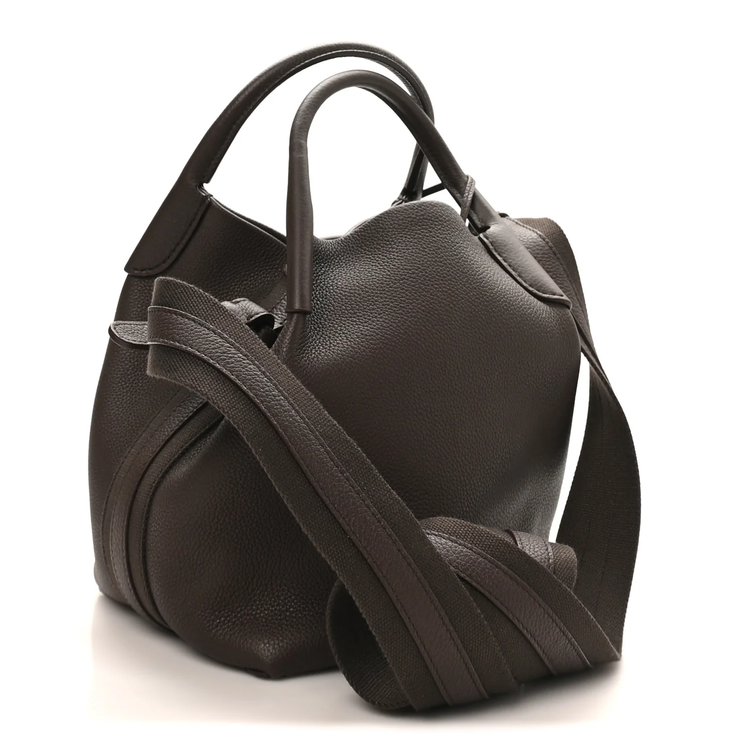 Grained Calfskin Micro Bale Bag Dark Chocolate Licorice - Image 4