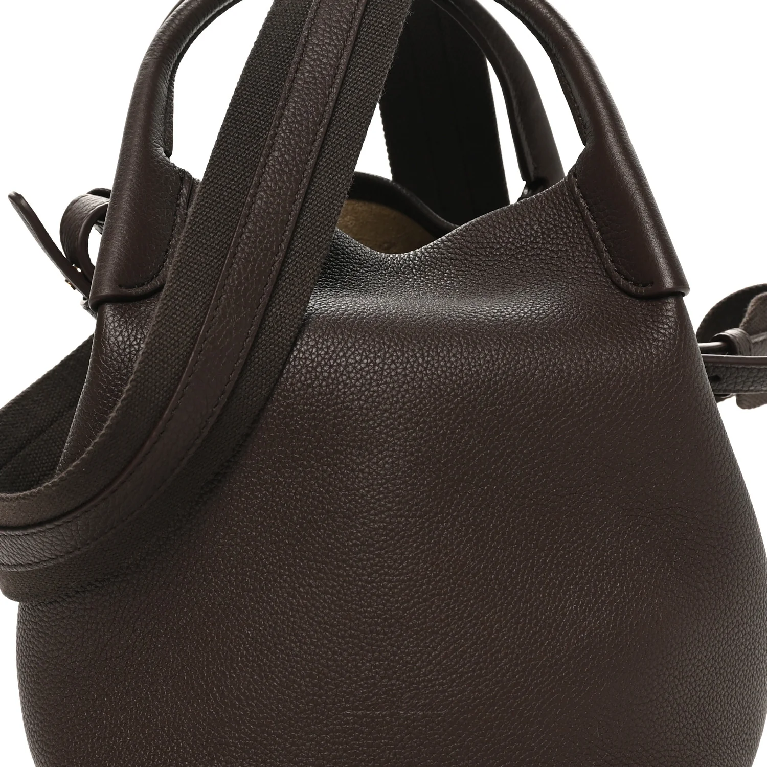 Grained Calfskin Micro Bale Bag Dark Chocolate Licorice - Image 8