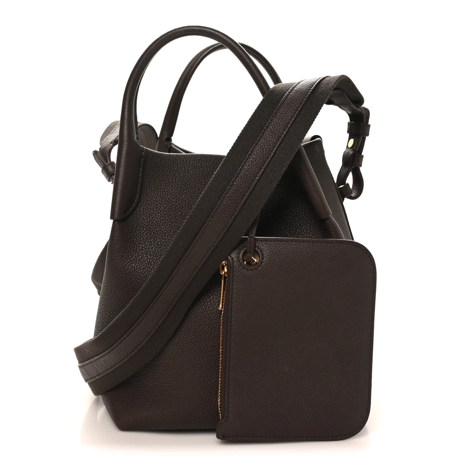 Grained Calfskin Small Bale Bag Dark Brown - Image 3