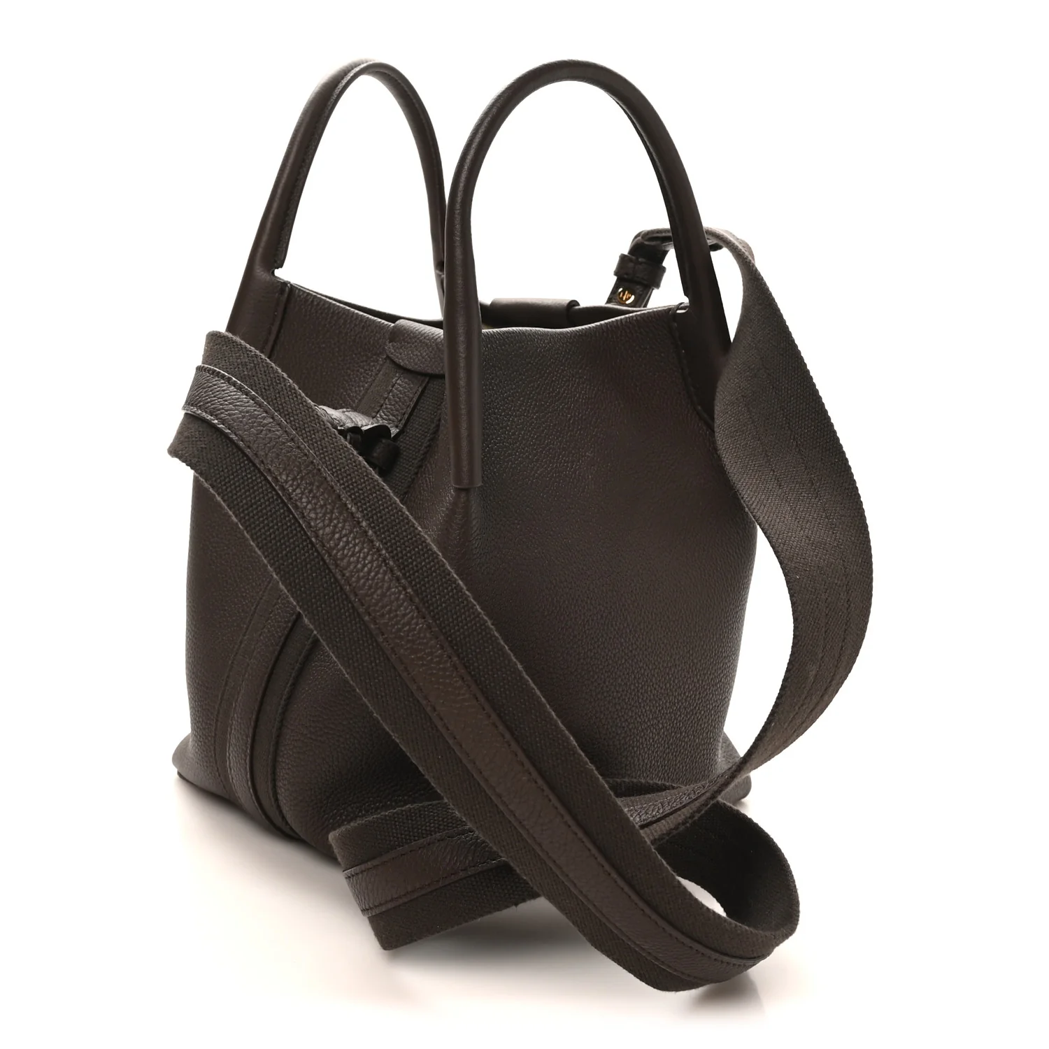 Grained Calfskin Small Bale Bag Dark Brown - Image 4