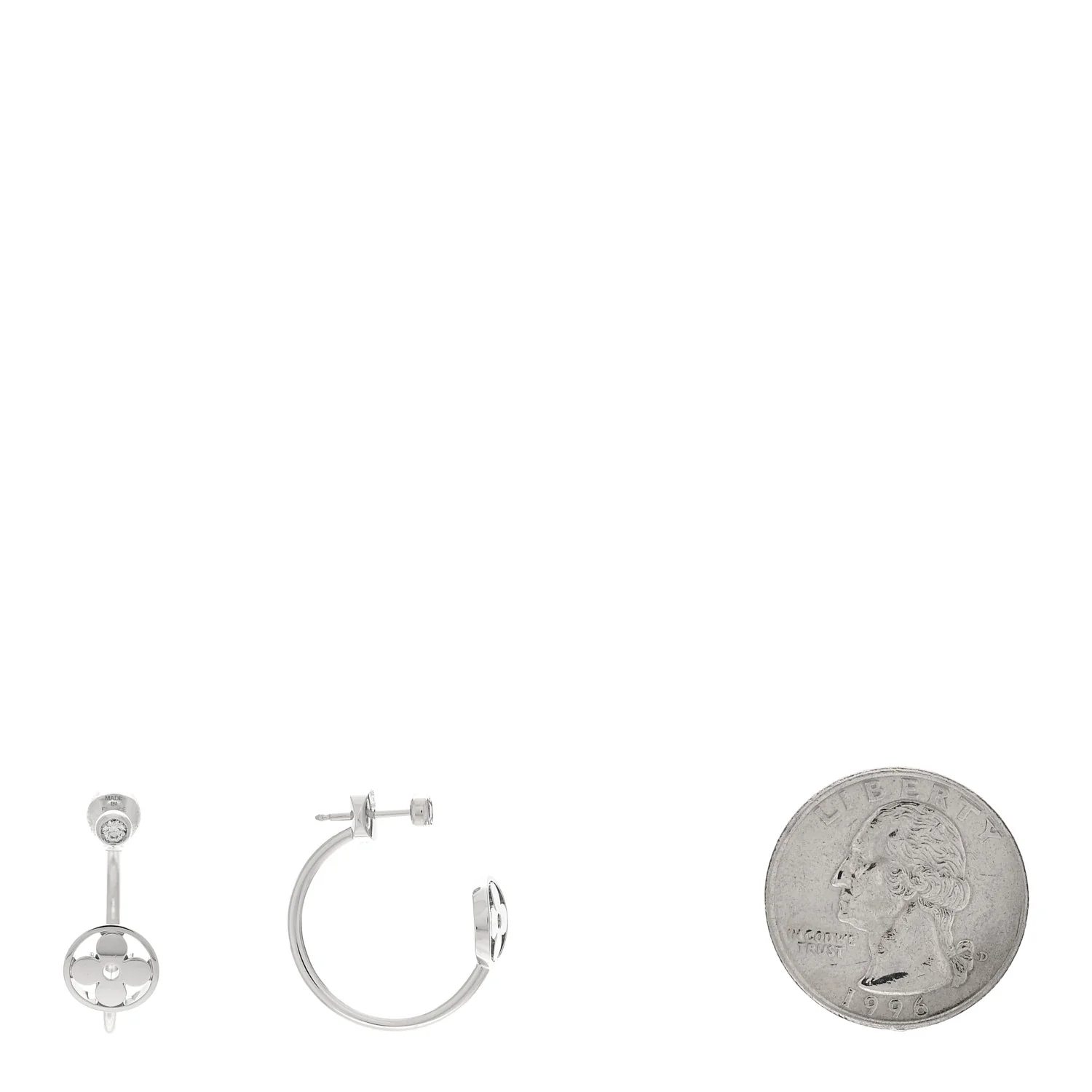 18K White Gold Diamond Idylle Blossom Hoop Earrings - Image 2