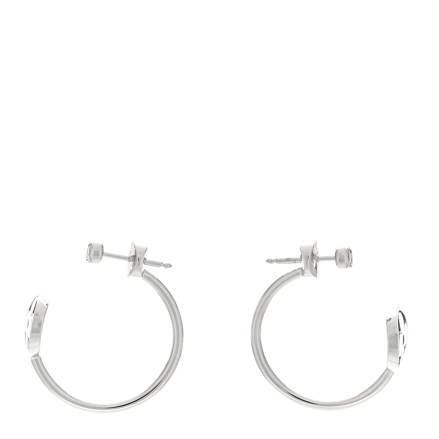 18K White Gold Diamond Idylle Blossom Hoop Earrings - Image 3