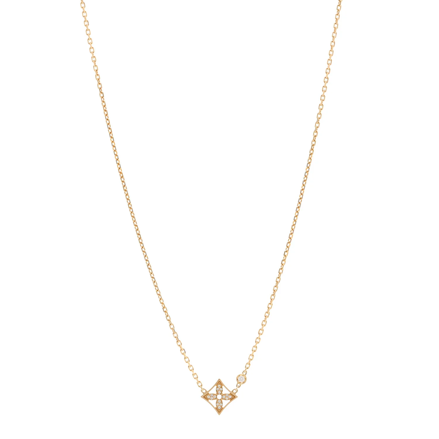18K Yellow Gold Diamond Idylle Blossom Pendant Pave Necklace