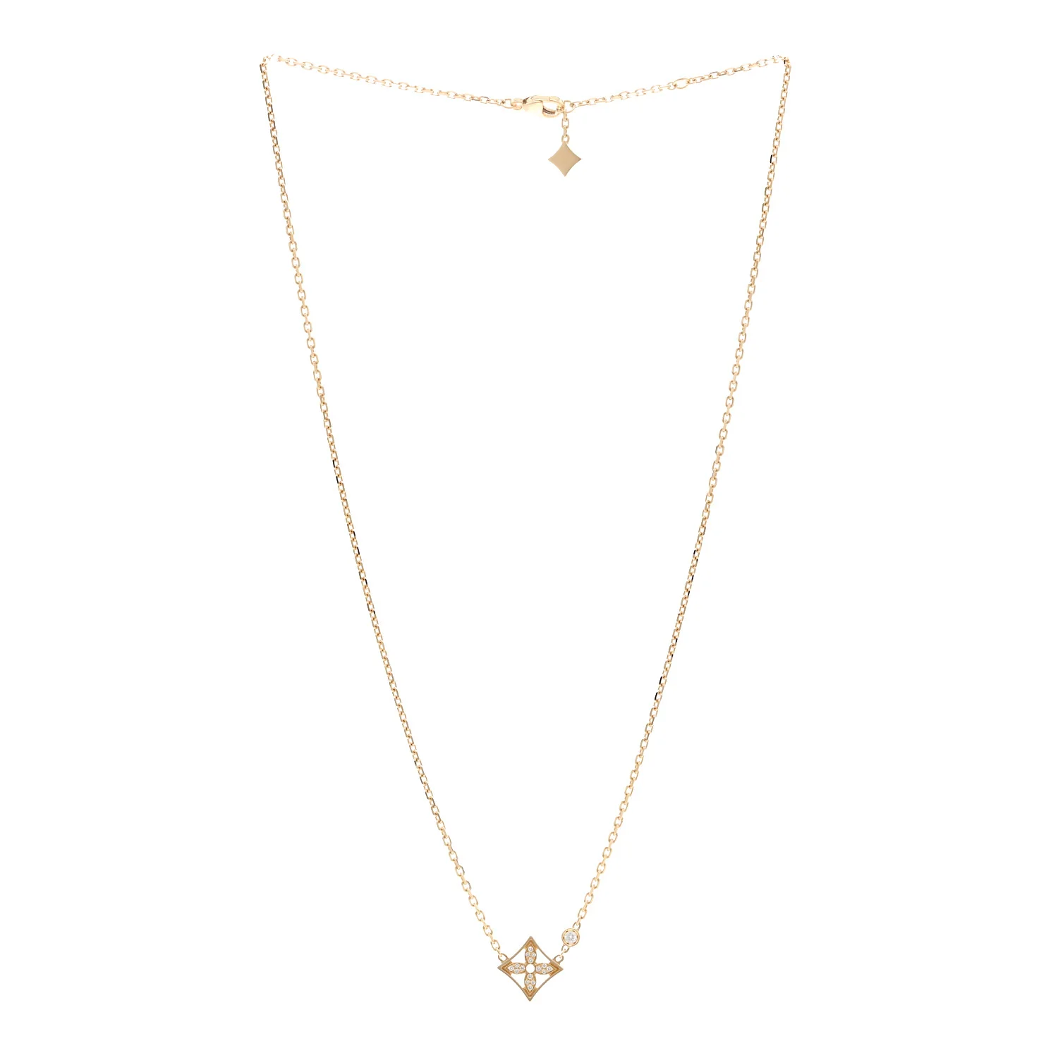 18K Yellow Gold Diamond Idylle Blossom Pendant Pave Necklace - Image 3