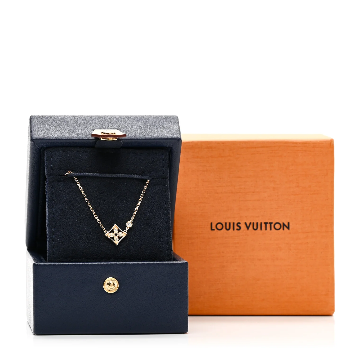 18K Yellow Gold Diamond Idylle Blossom Pendant Pave Necklace - Image 5
