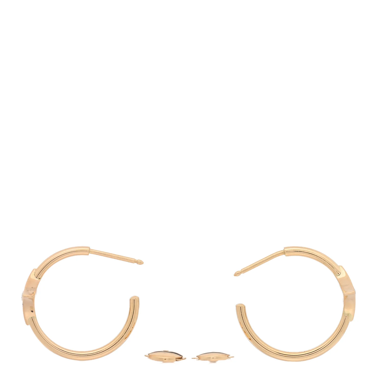 18K Yellow Gold Diamond Small Idylle Blossom Hoop Earrings - Image 3