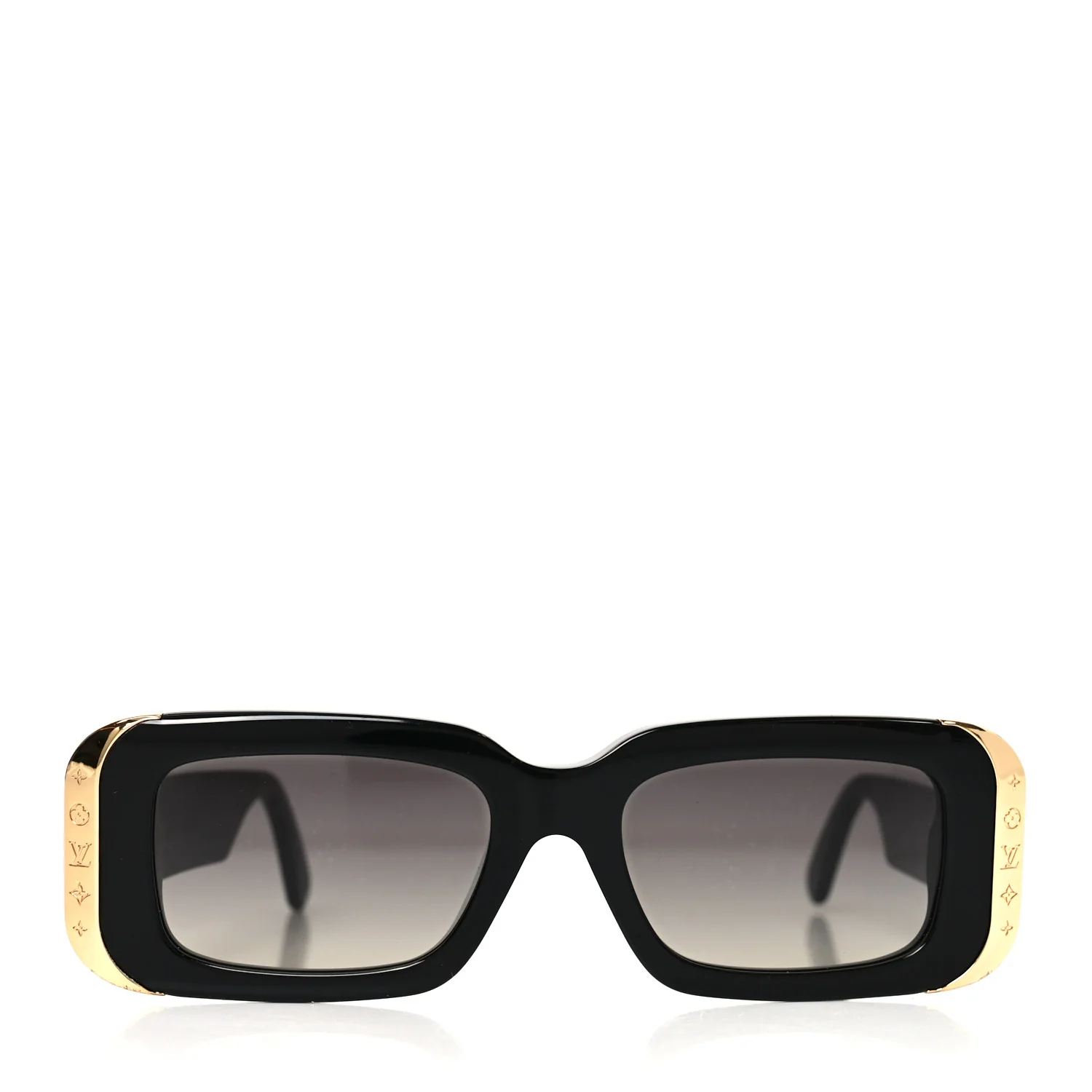 Acetate LV Moon Rectangle Sunglasses Z1653E Black - Image 2