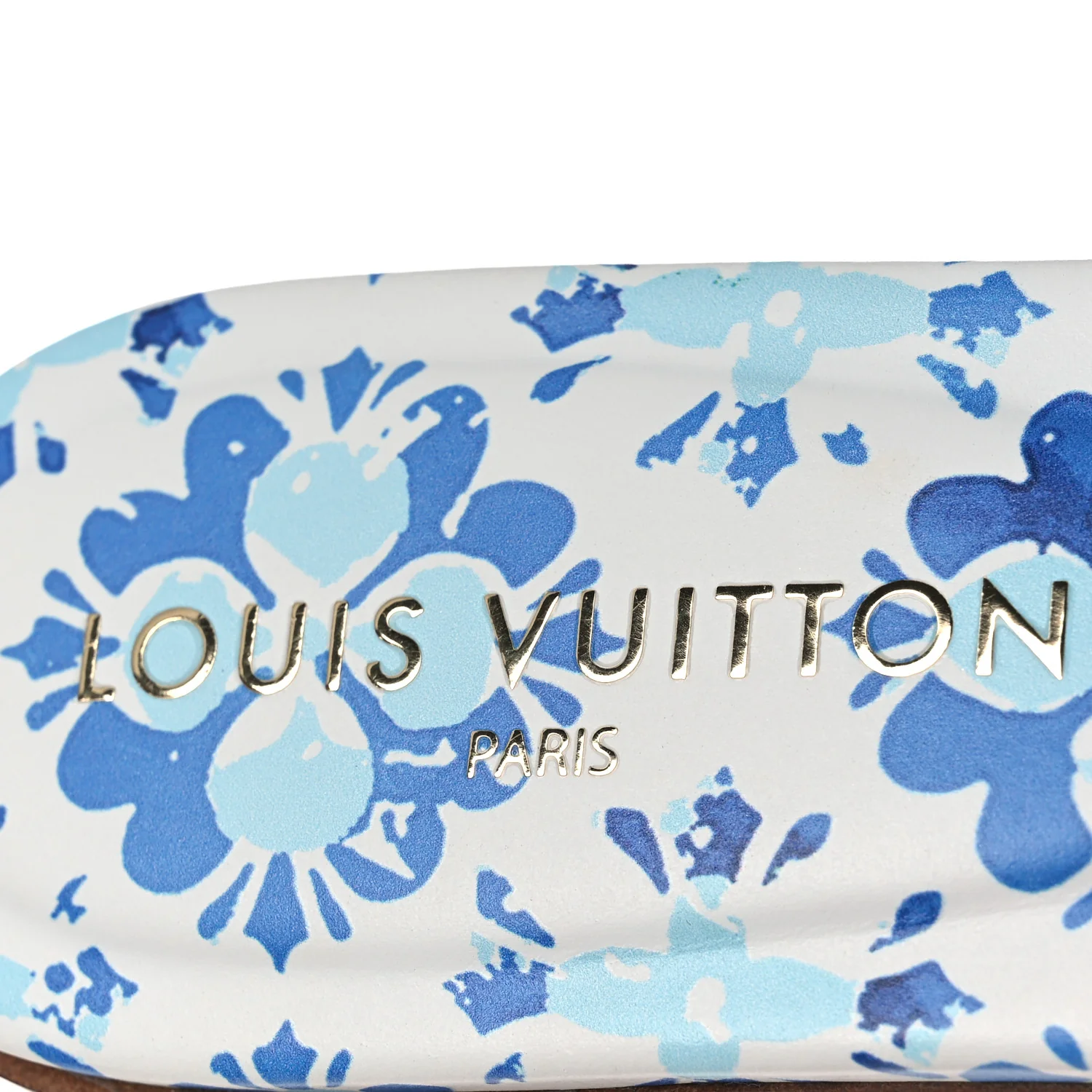 Calfskin Bloom LV Isola Flat Sandals 38 Navy - Image 9