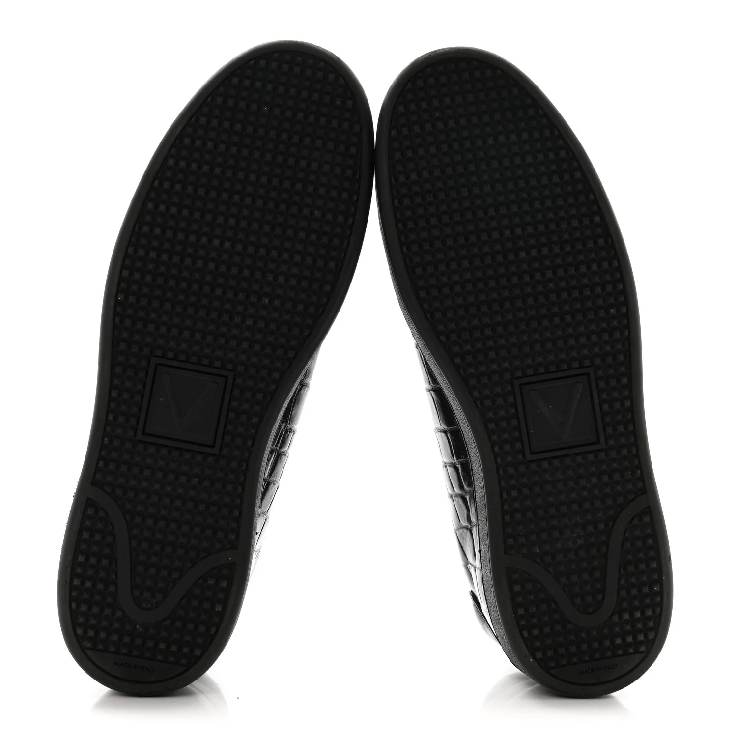 Calfskin Crocodile Embossed Frontrow Mens Sneakers 8 Black - Image 10