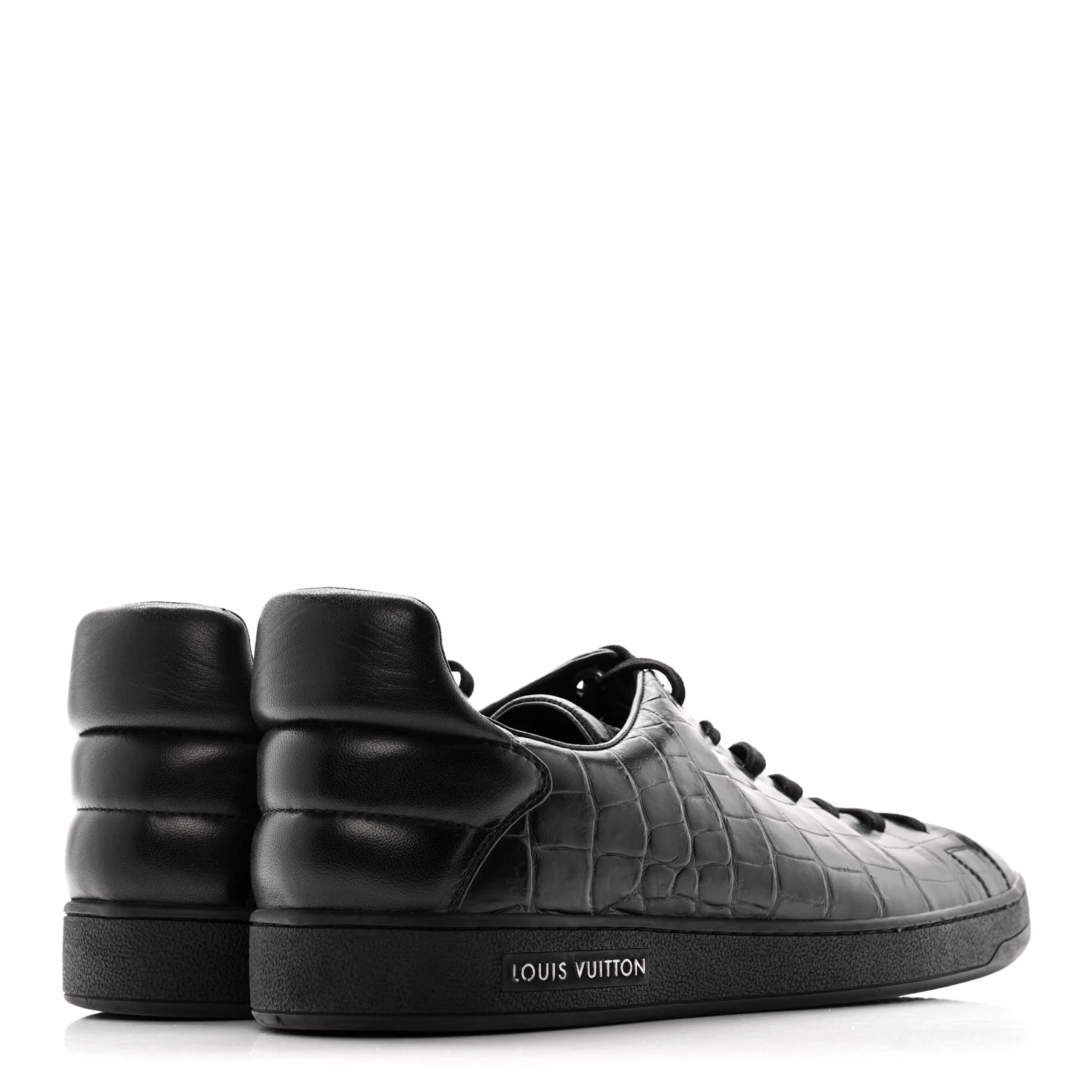 Calfskin Crocodile Embossed Frontrow Mens Sneakers 8 Black - Image 8