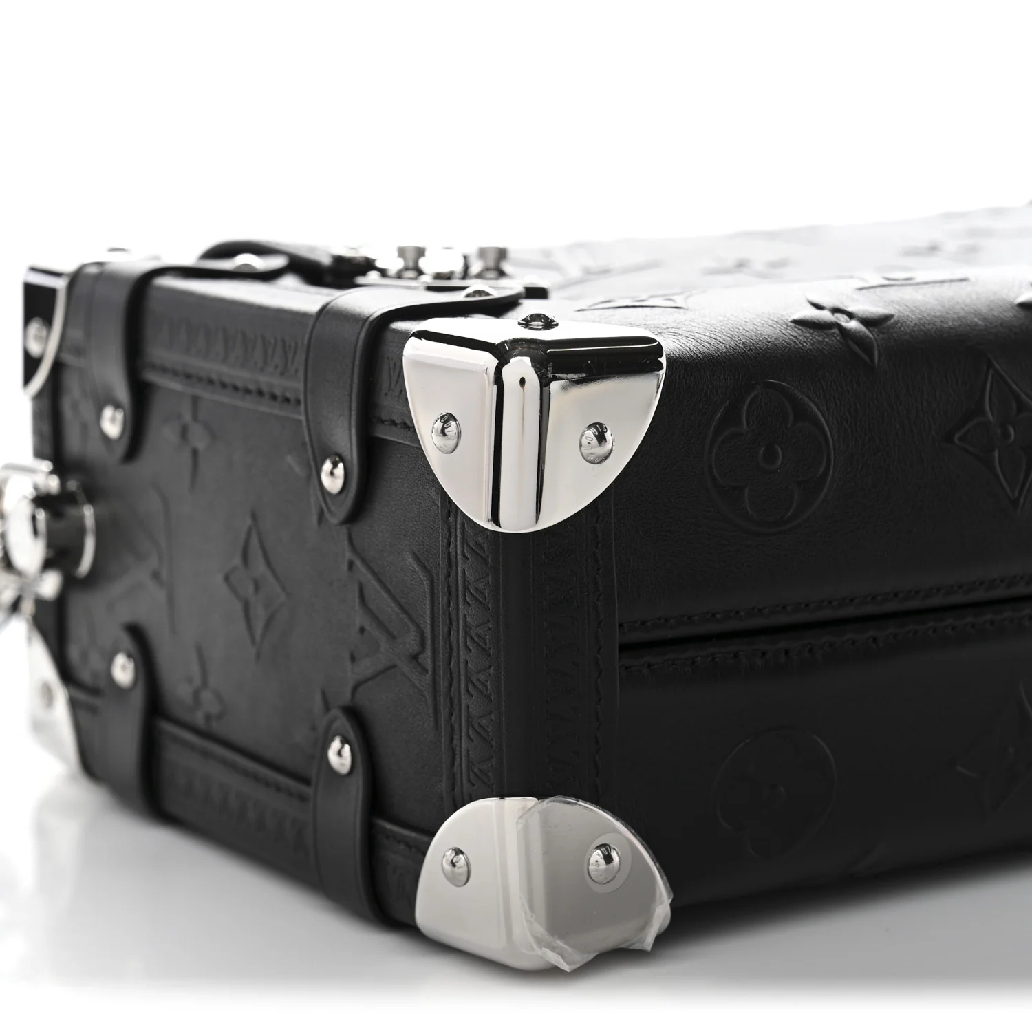 Calfskin Debossed Monogram Side Trunk Black - Image 8