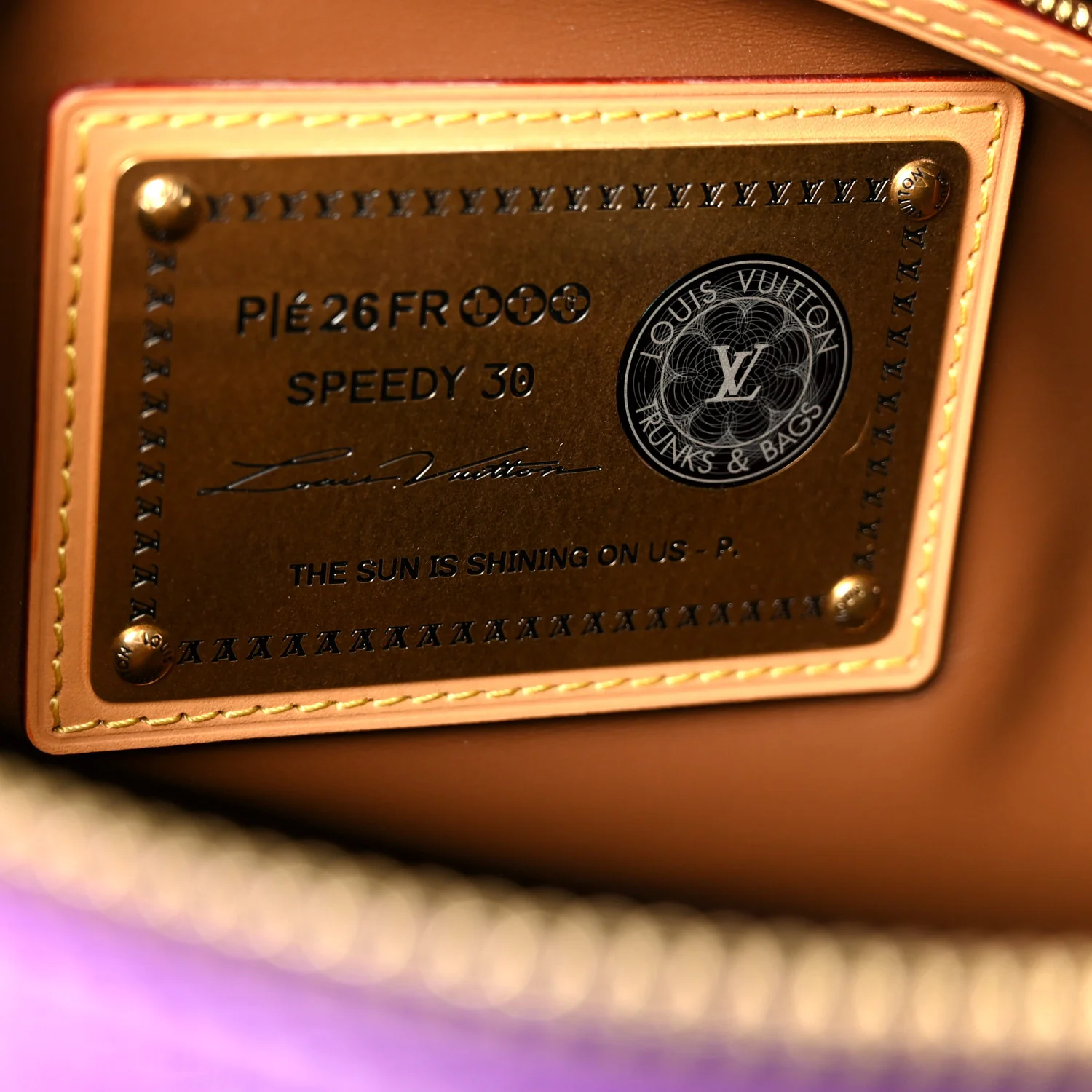 Calfskin Embroidered Monogram Speedy P9 Bandouliere 30 Golden Lotus Purple - Image 9