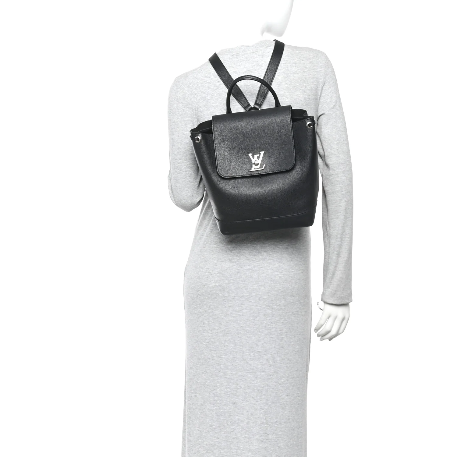 Calfskin Lockme Backpack Black - Image 2