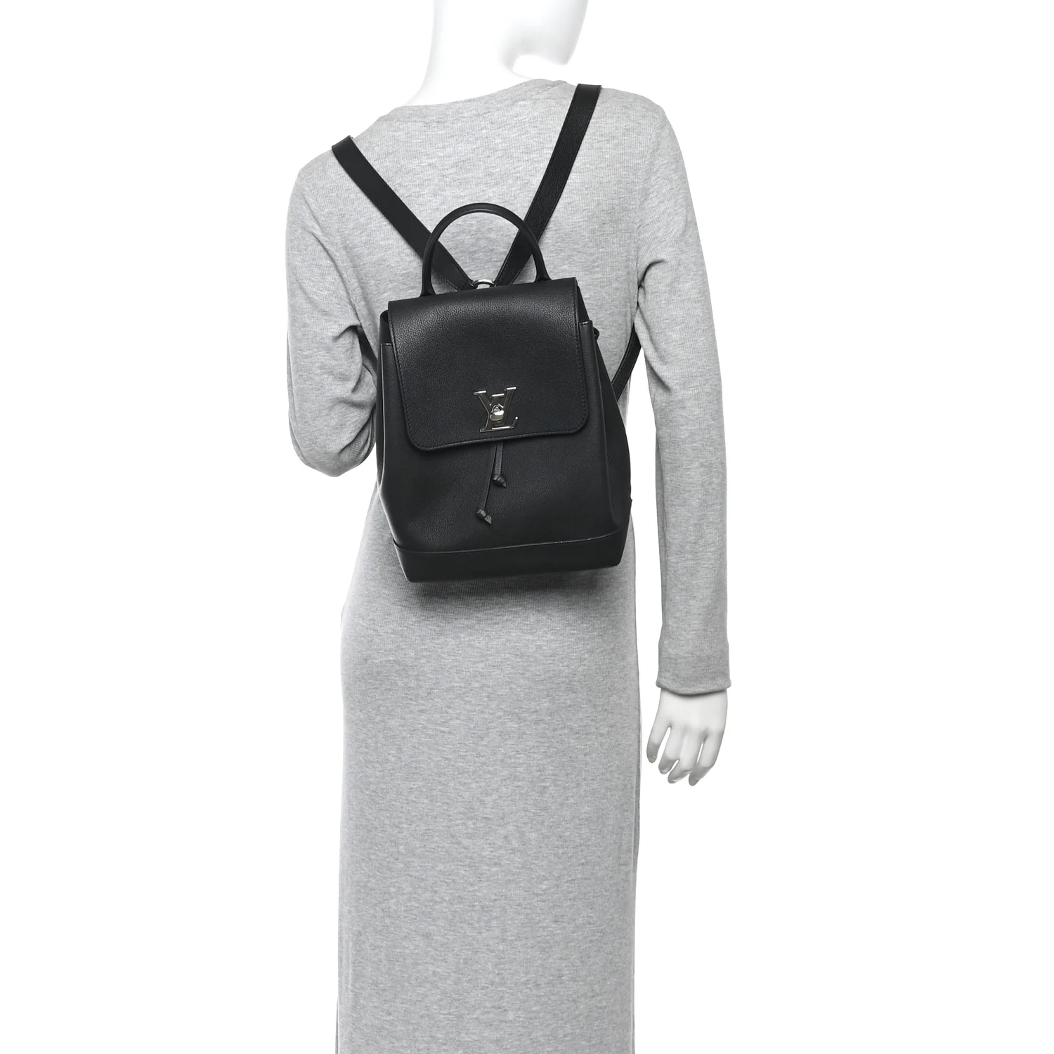 Calfskin Lockme Backpack Black - Image 2