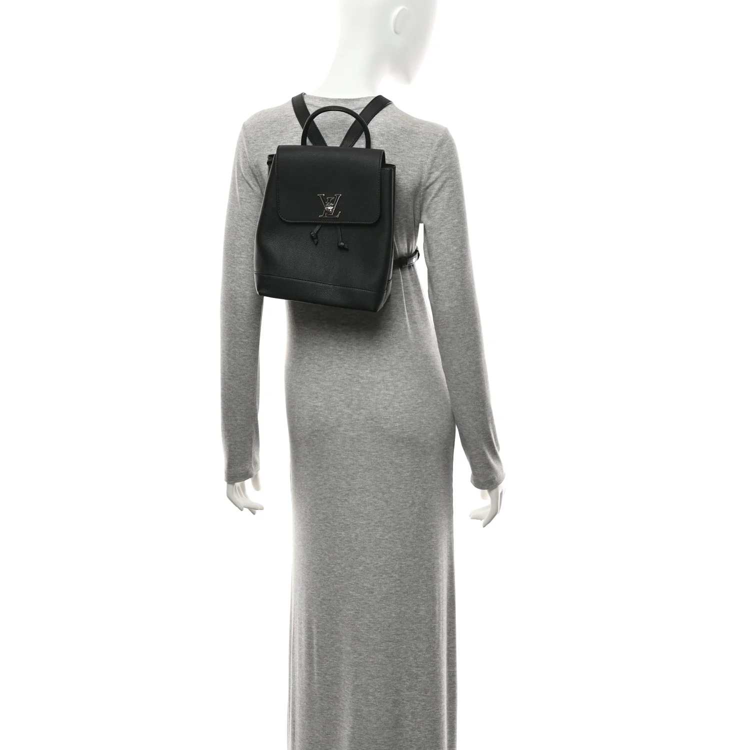 Calfskin Lockme Backpack Black - Image 2