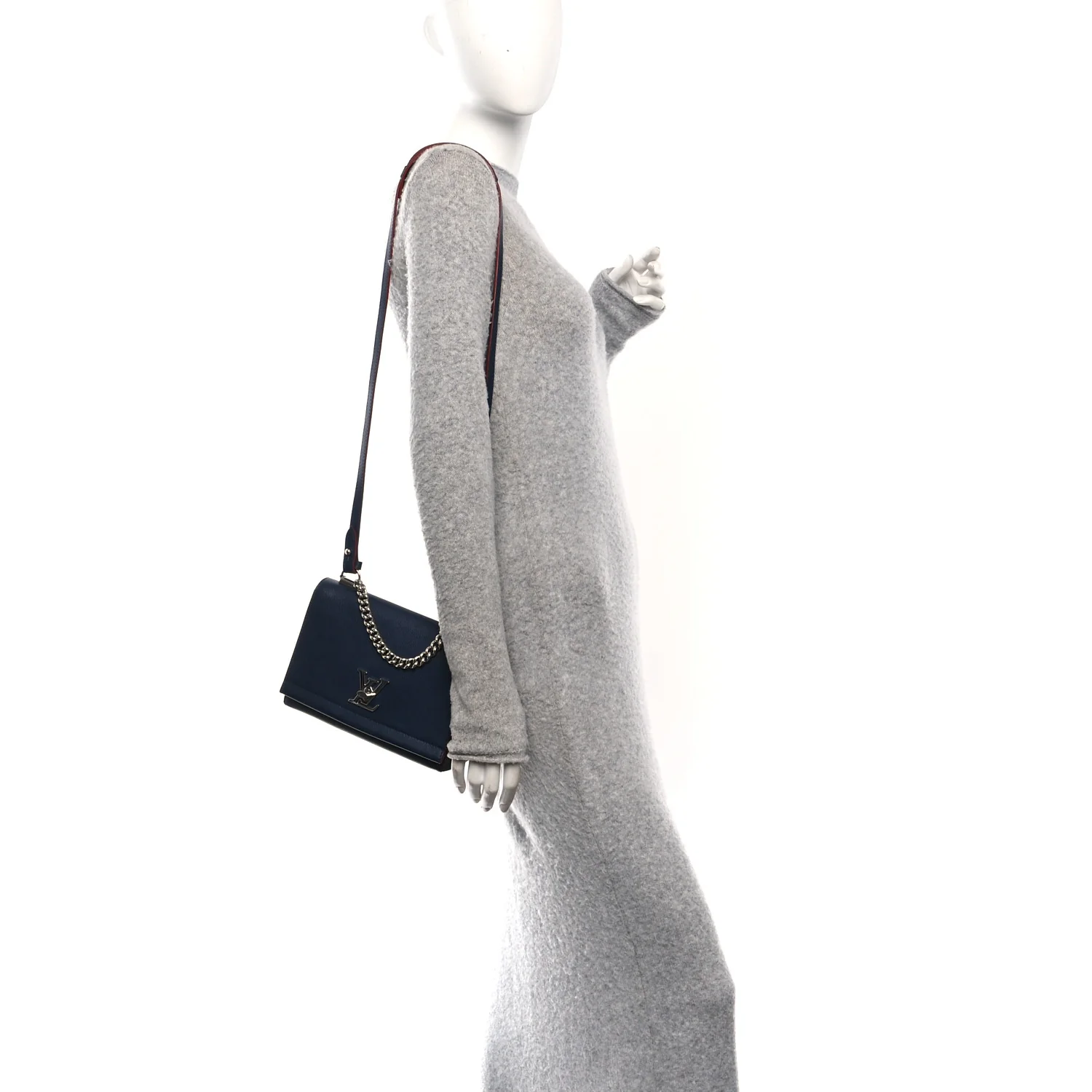 Calfskin Lockme II Chain Bag BB Marine Rouge - Image 2
