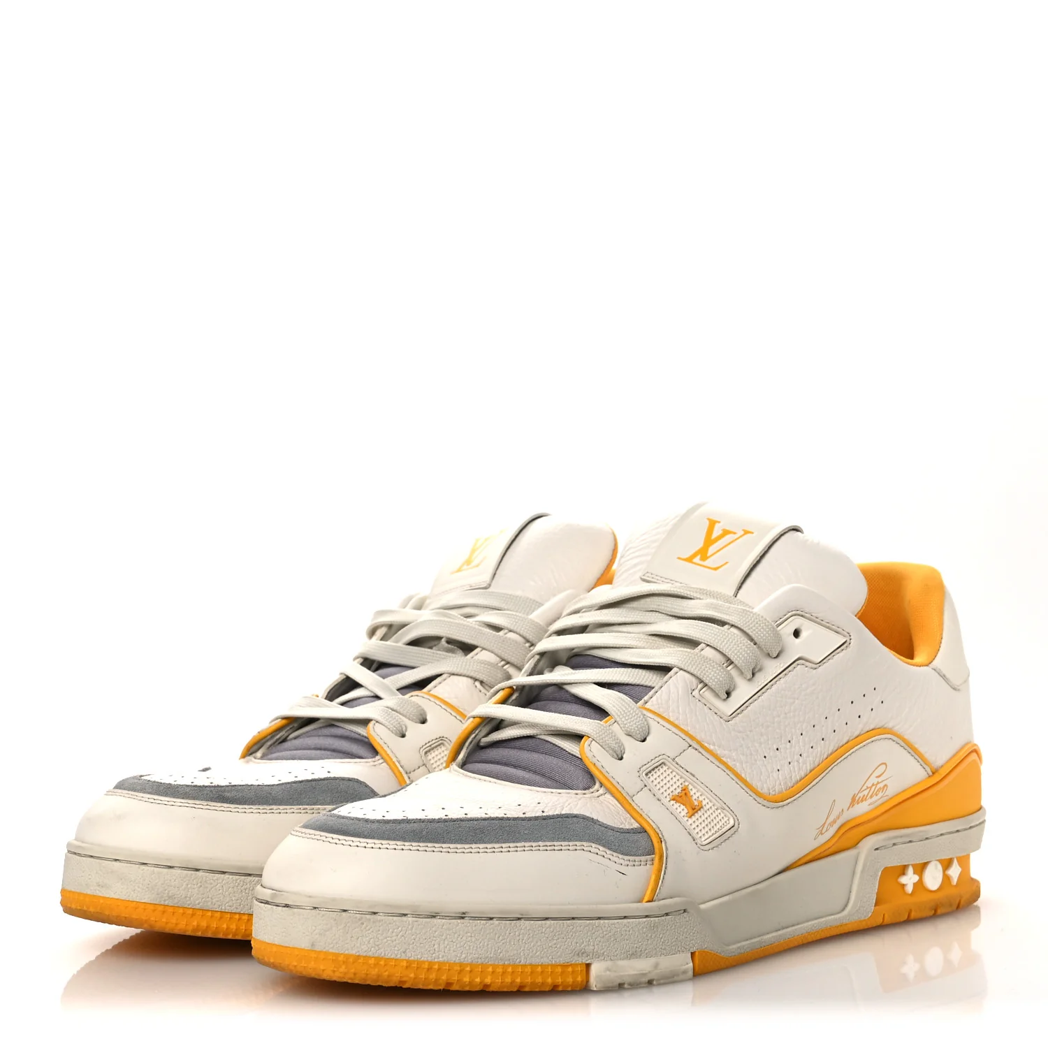 Calfskin LV Trainer Sneakers 11 Yellow - Image 4