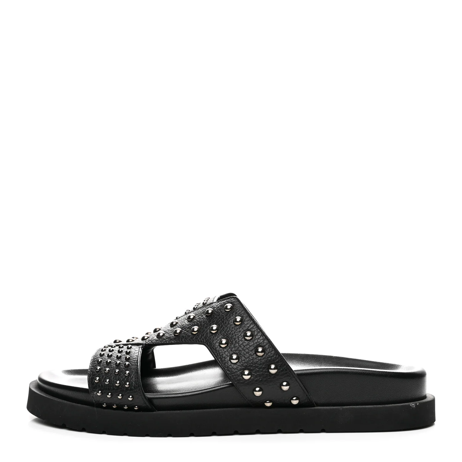 Calfskin Mens LV Studded Oasis Mules 9 Black