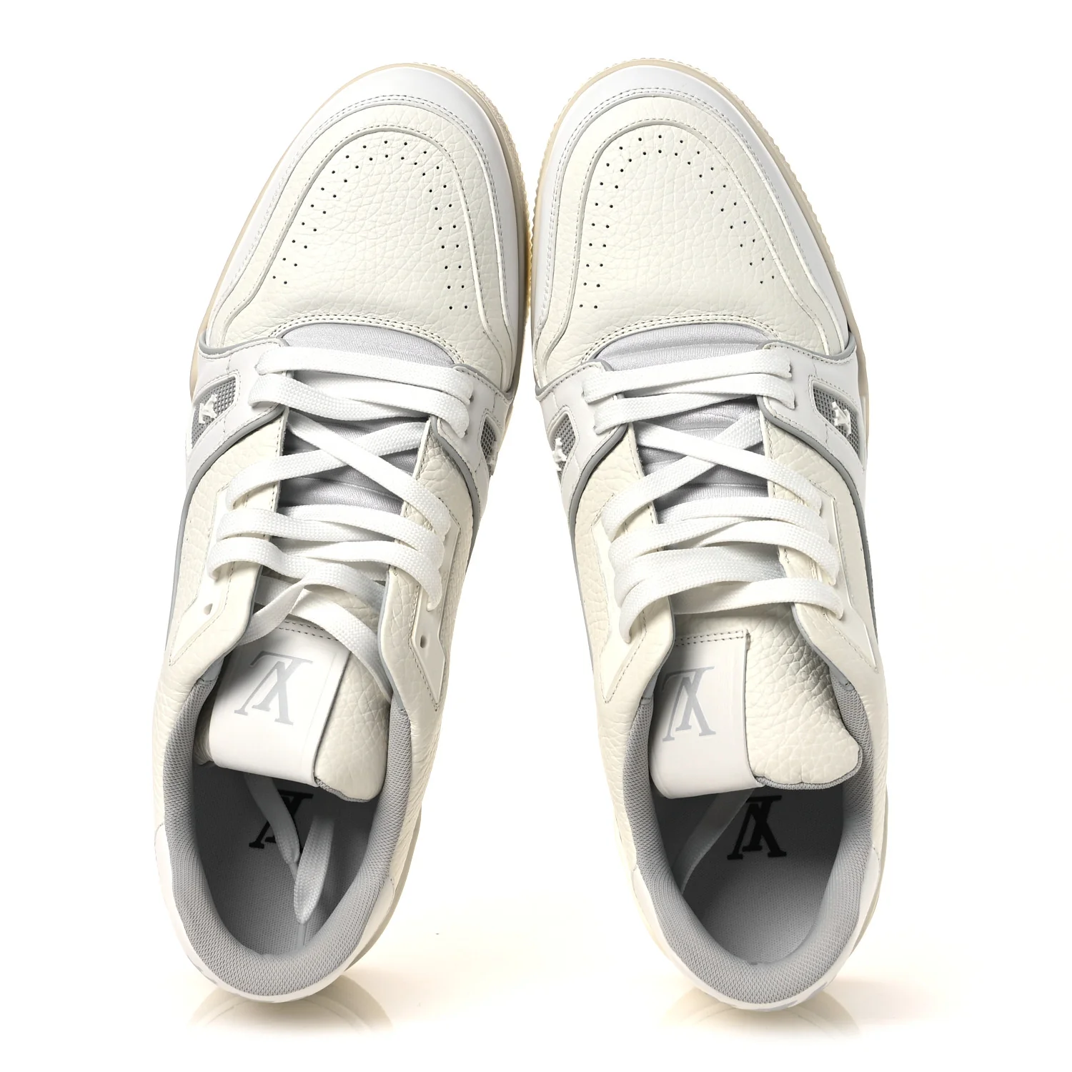 Calfskin Mens LV Trainer Sneakers 10 White - Image 2