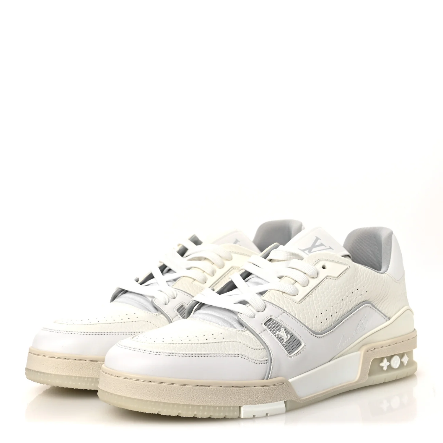 Calfskin Mens LV Trainer Sneakers 10 White - Image 4