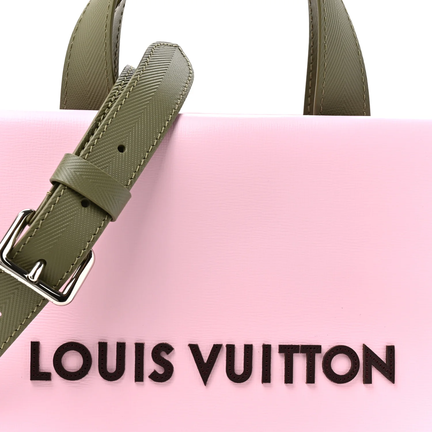 Calfskin Mini Shopper Tote Khaki Green Pink - Image 7