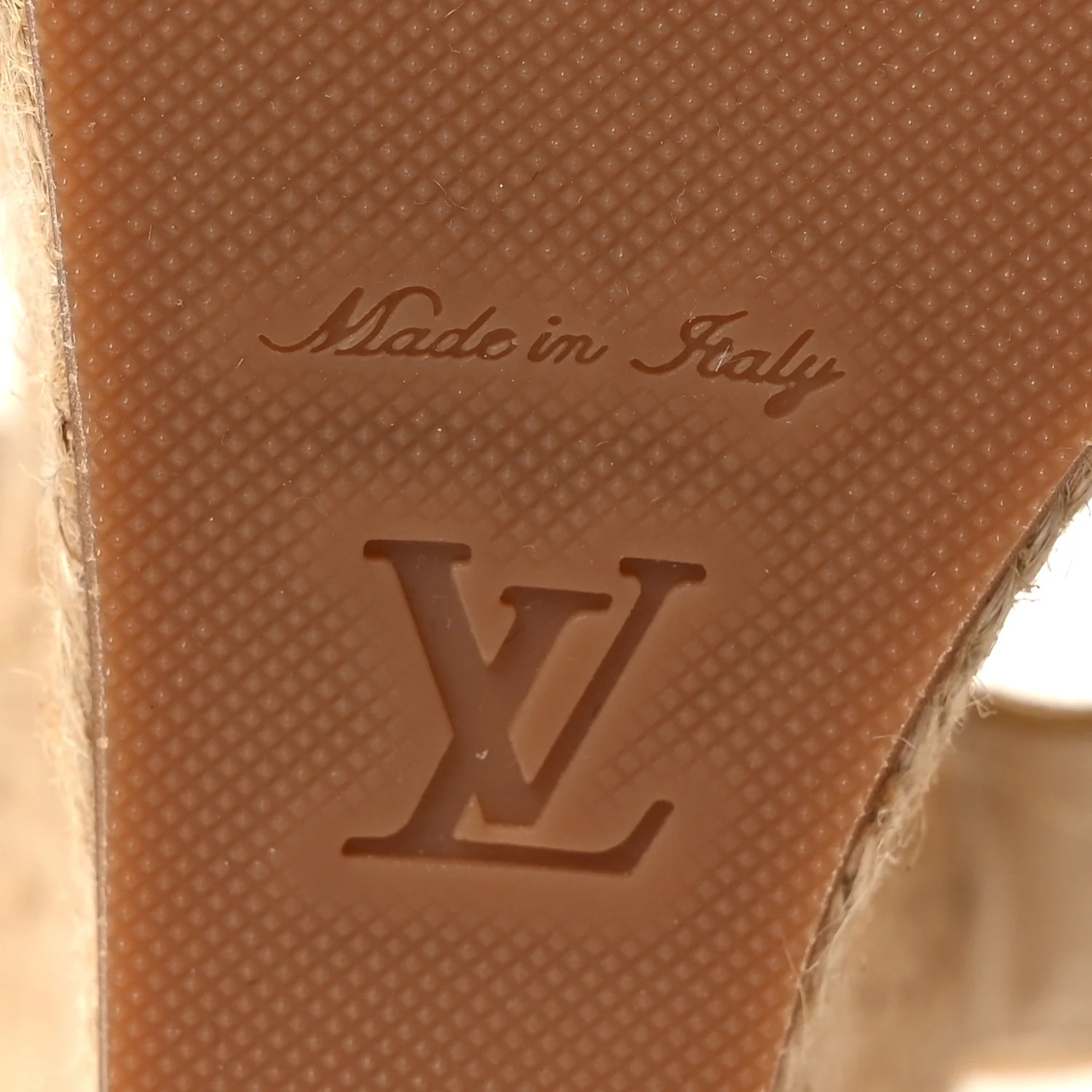 Calfskin Monogram Embossed Espadrille Wedge Sandals 36 White - Image 8