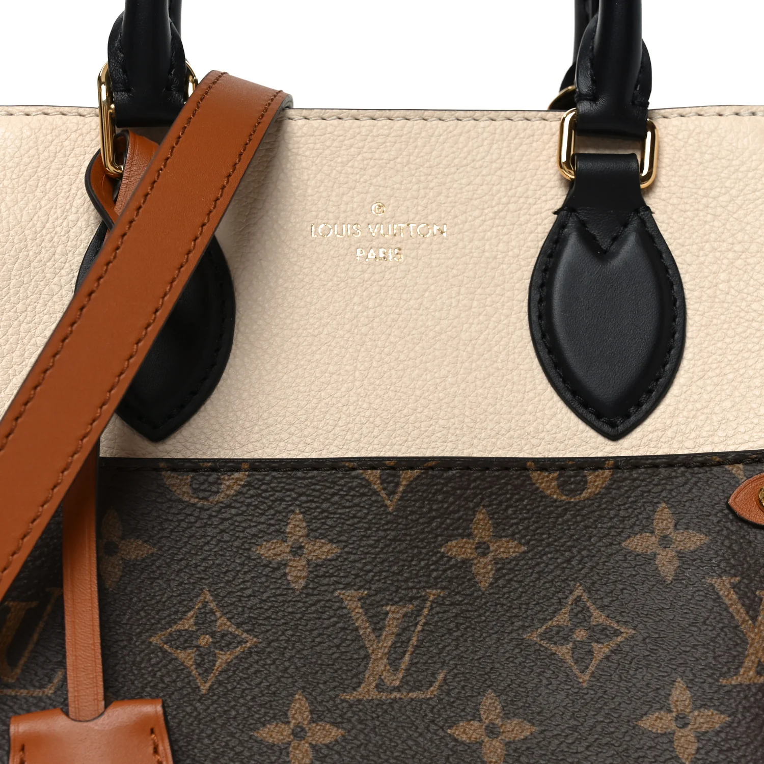 Calfskin Monogram Fold Tote PM Cream Khaki Black - Image 7