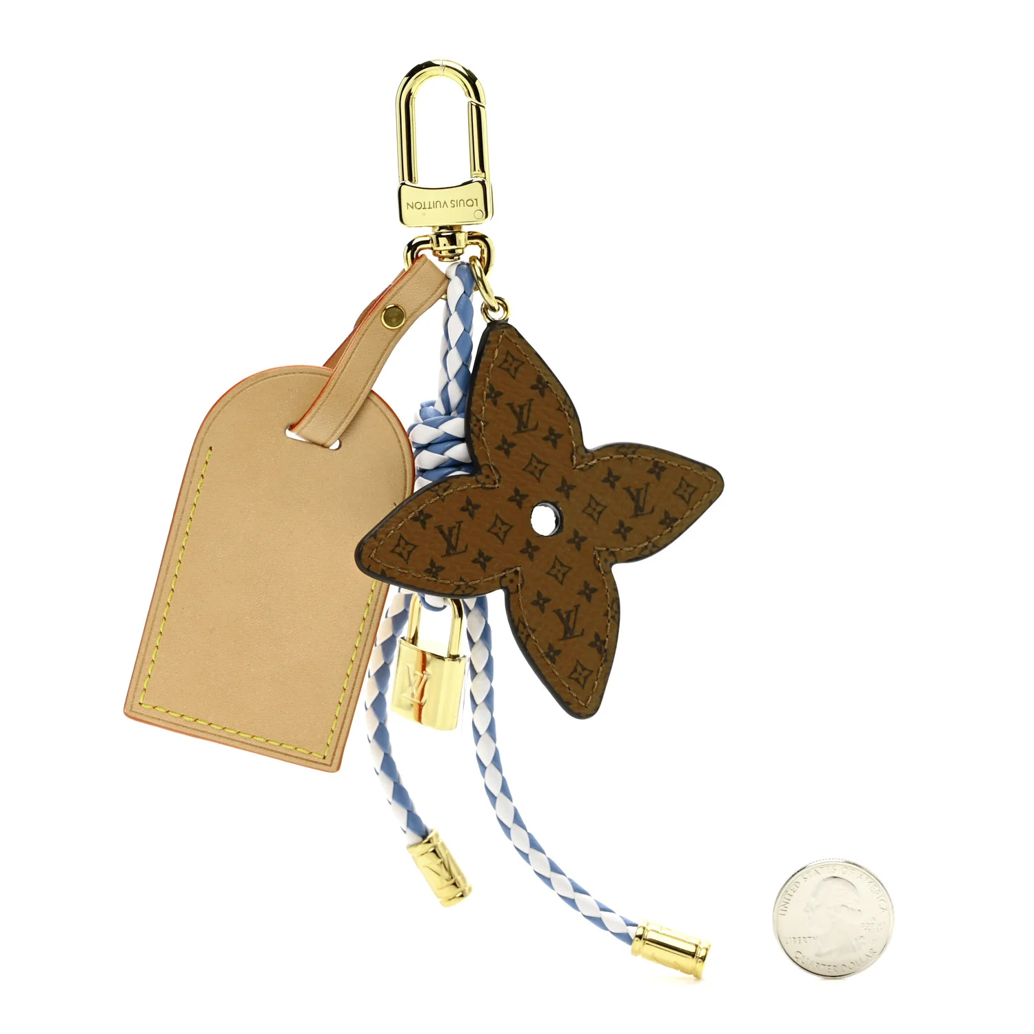 Calfskin Monogram Lock And Bloom Stacking Bag Charm Blue - Image 2