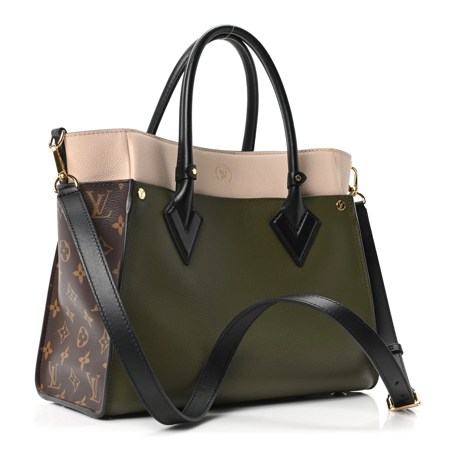 Calfskin Monogram On My Side MM Laurier Green Toffee Latte Beige - Image 2