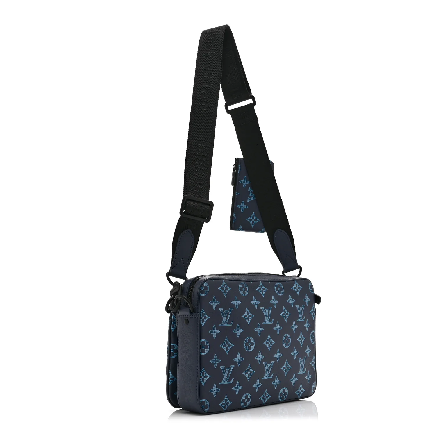 Calfskin Monogram Shadow Trio Messenger Navy River Blue - Image 3