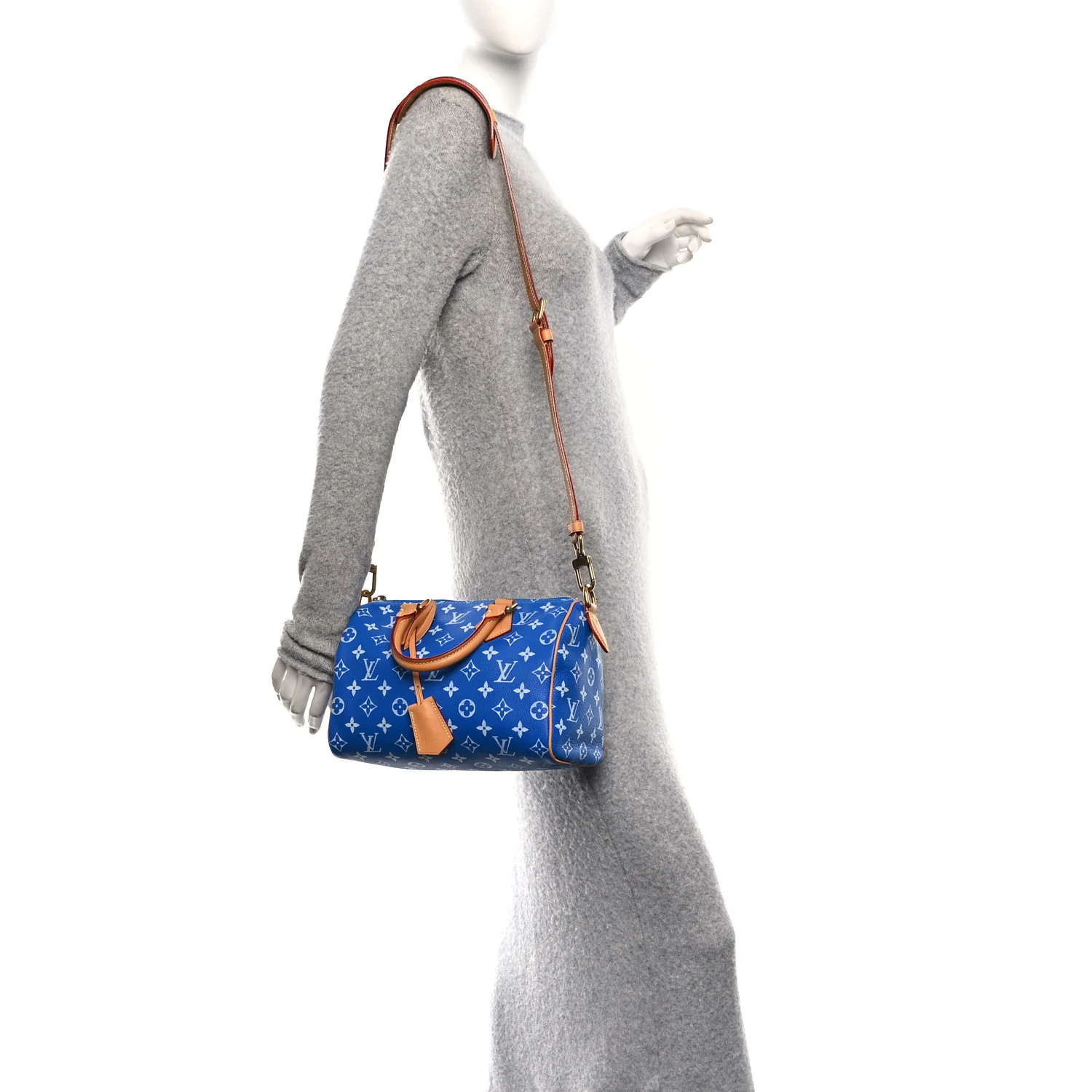 Calfskin Monogram Speedy P9 Bandouliere 25 Blue - Image 2