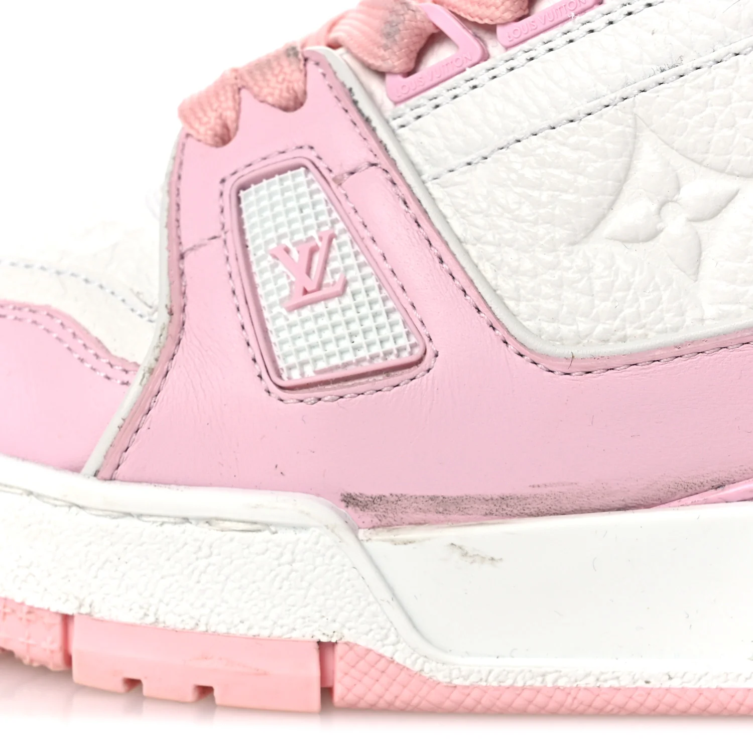Calfskin Monogram Womens LV Trainer Sneakers 36.5 Light Pink - Image 14