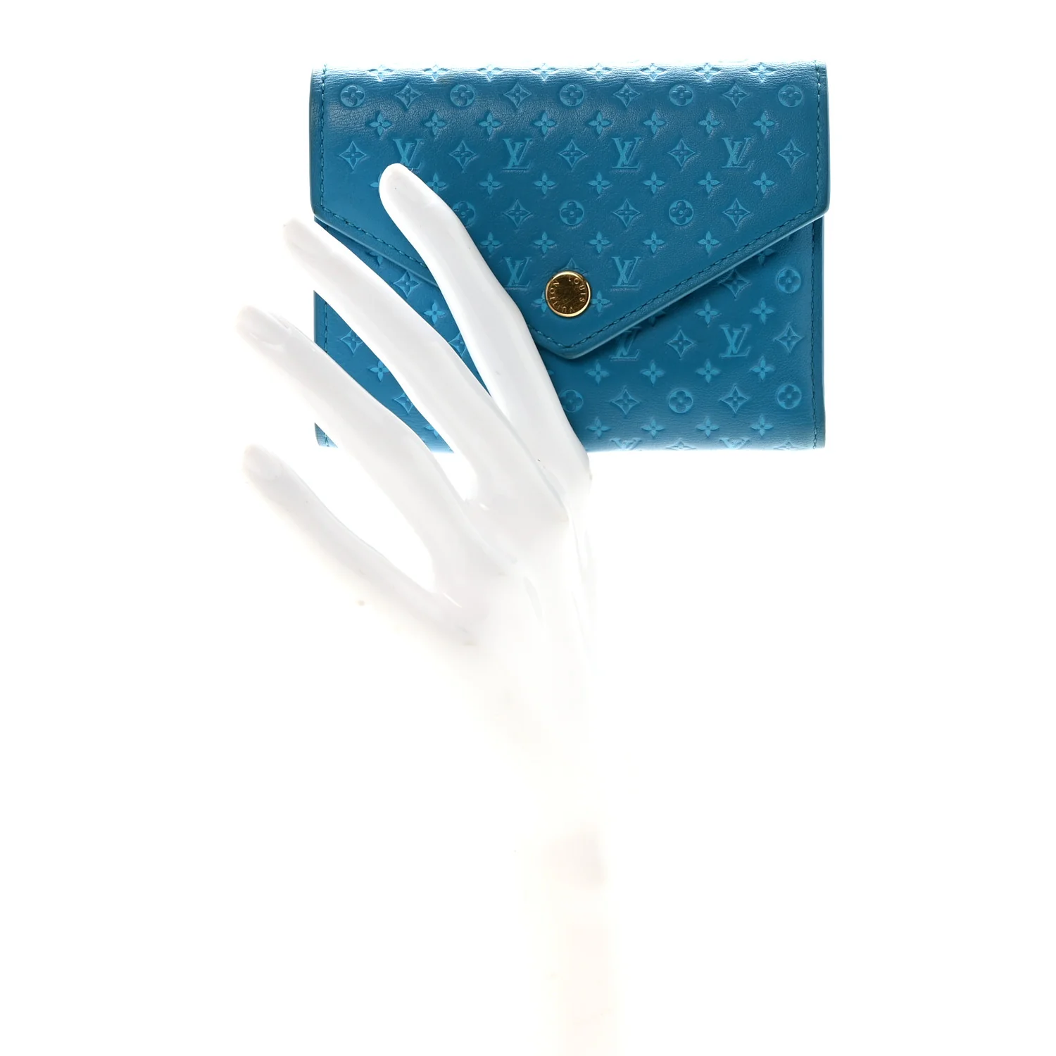 Calfskin Nanogram Embossed Victorine Wallet Bleu - Image 2