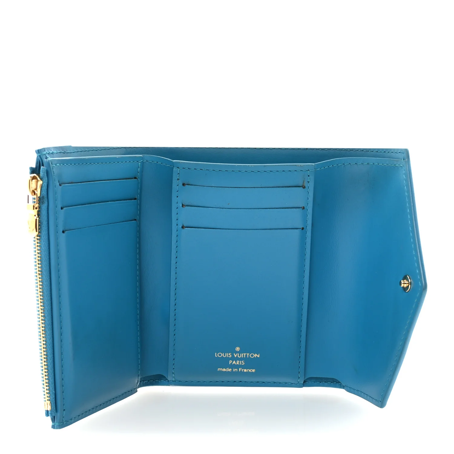 Calfskin Nanogram Embossed Victorine Wallet Bleu - Image 5