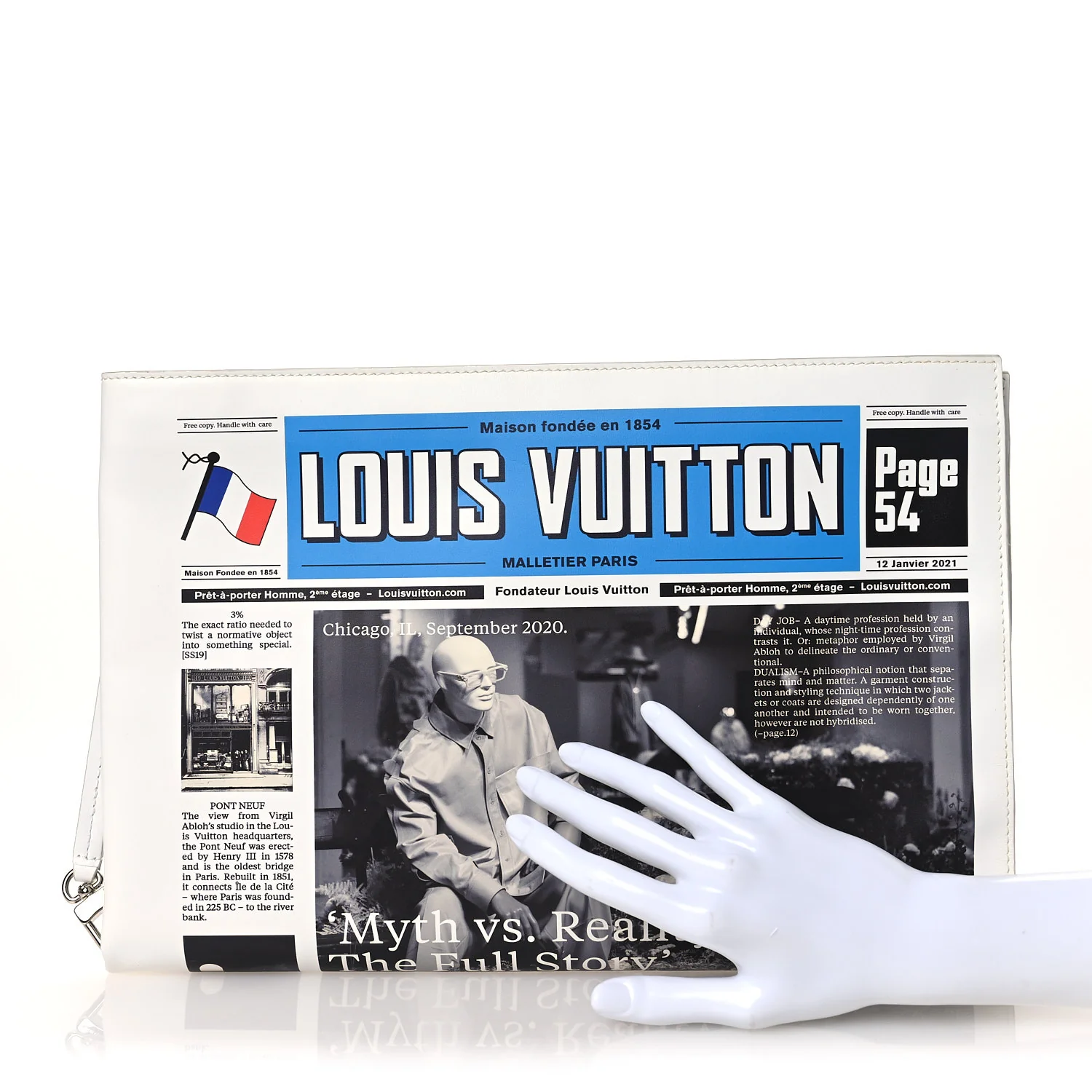 Calfskin Newspaper Print Pouch - Image 2