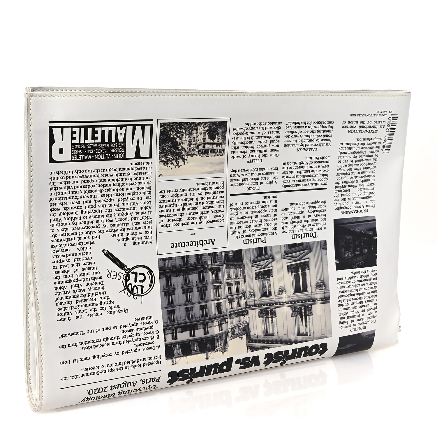 Calfskin Newspaper Print Pouch - Image 3