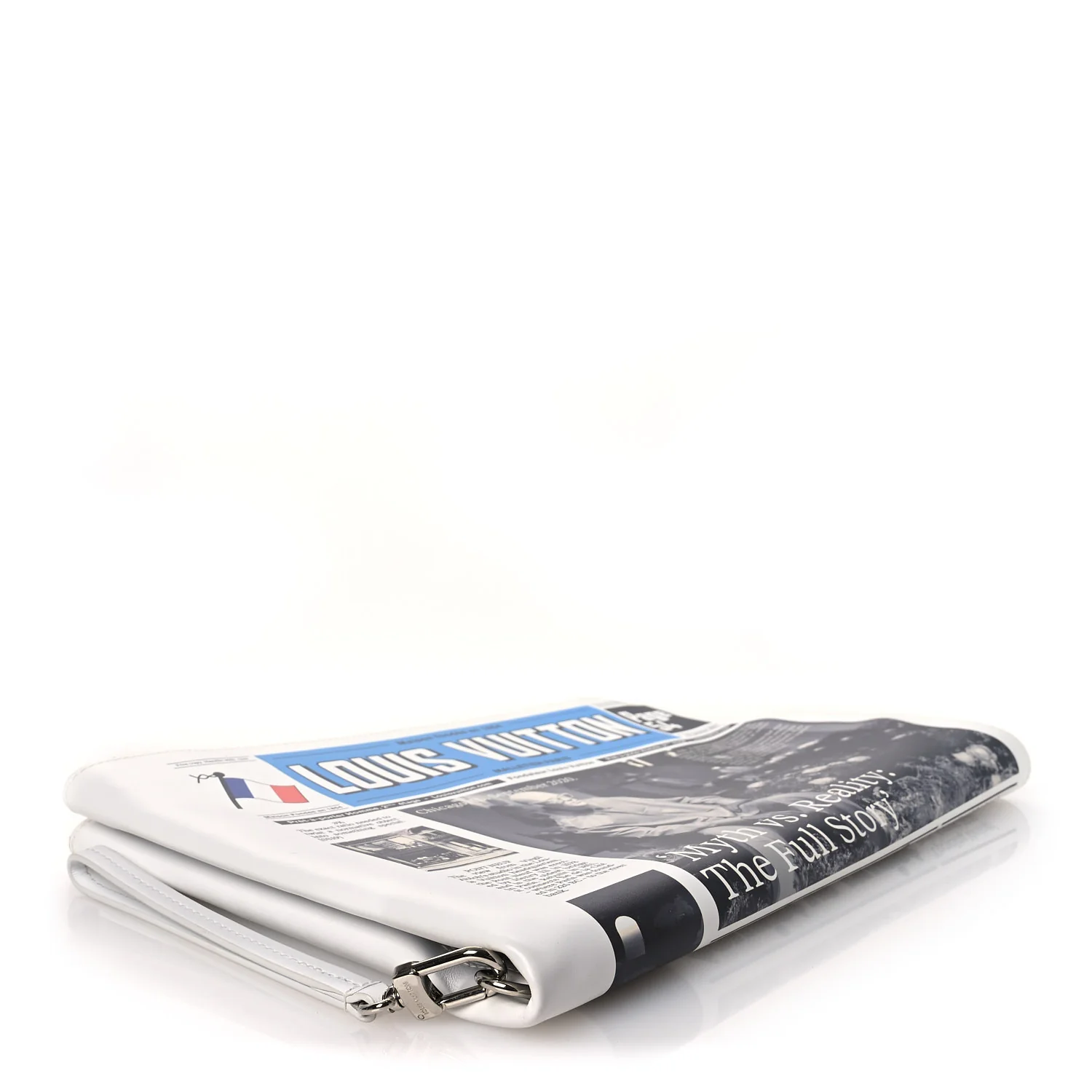 Calfskin Newspaper Print Pouch - Image 4