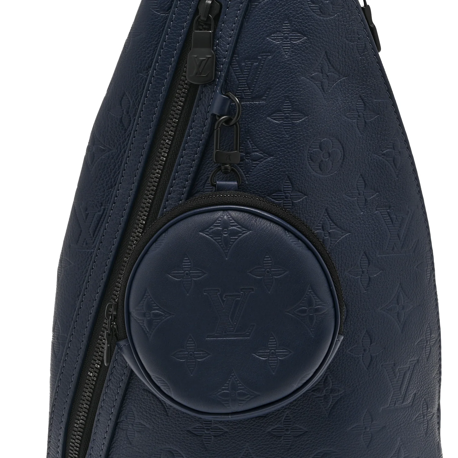 Calfskin Shadow Monogram Duo Slingbag Navy - Image 7