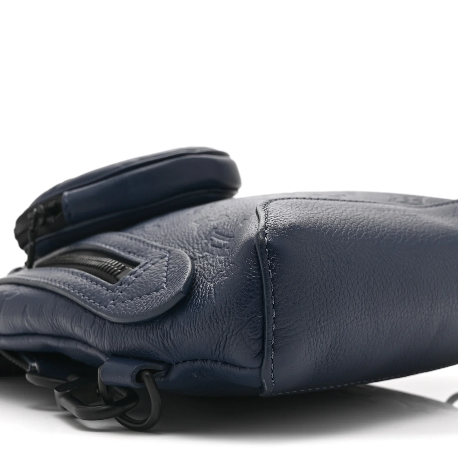 Calfskin Shadow Monogram Duo Slingbag Navy - Image 8