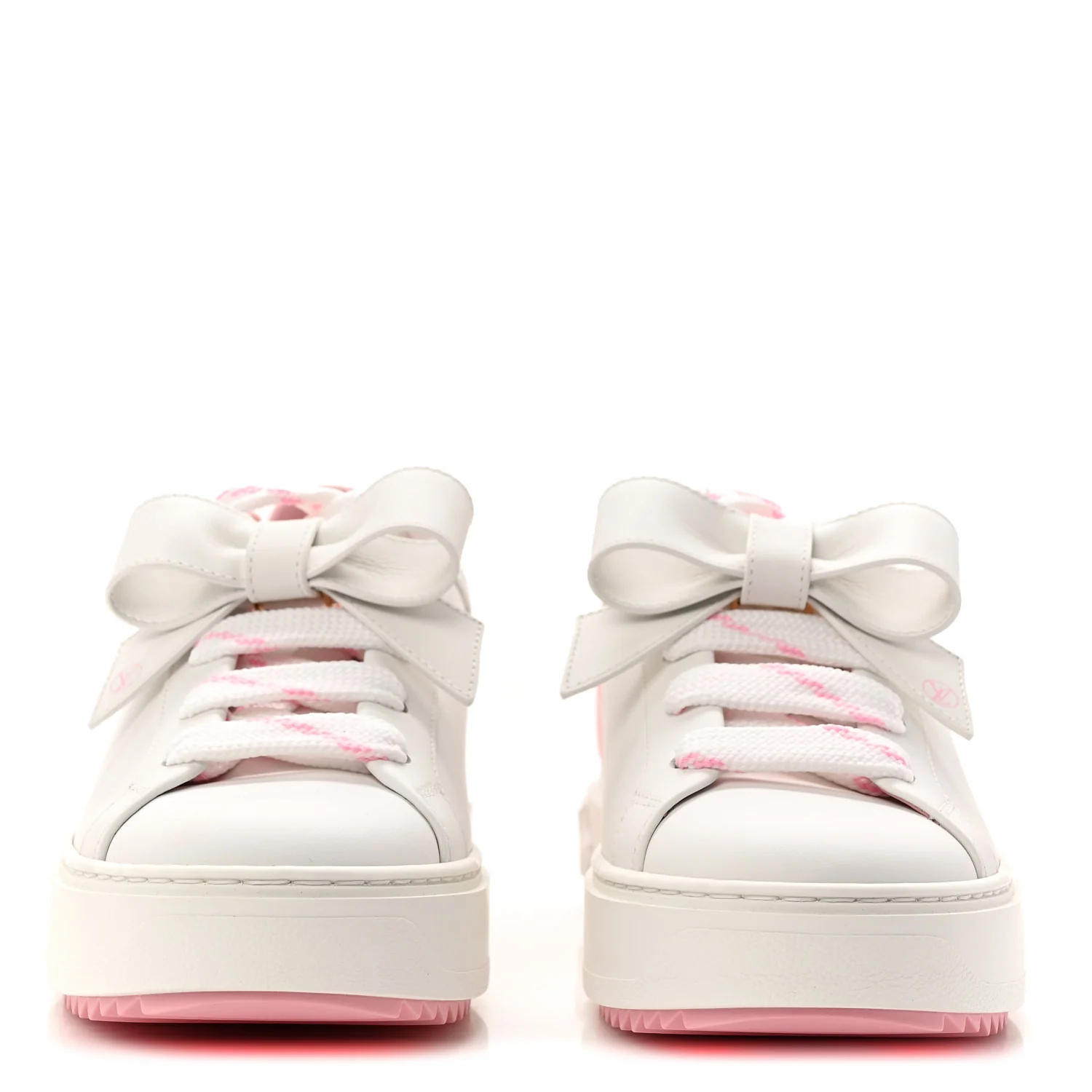 Calfskin Time Out Bow Sneakers 38 White Pink - Image 3