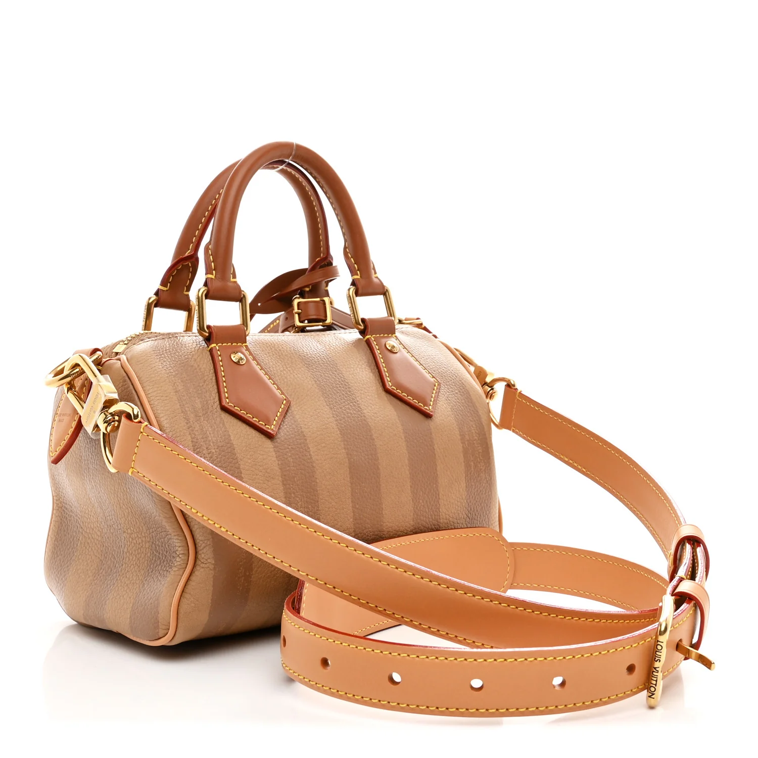 Calfskin Washed Stripes Speedy P9 Bandouliere 20 Camel - Image 5
