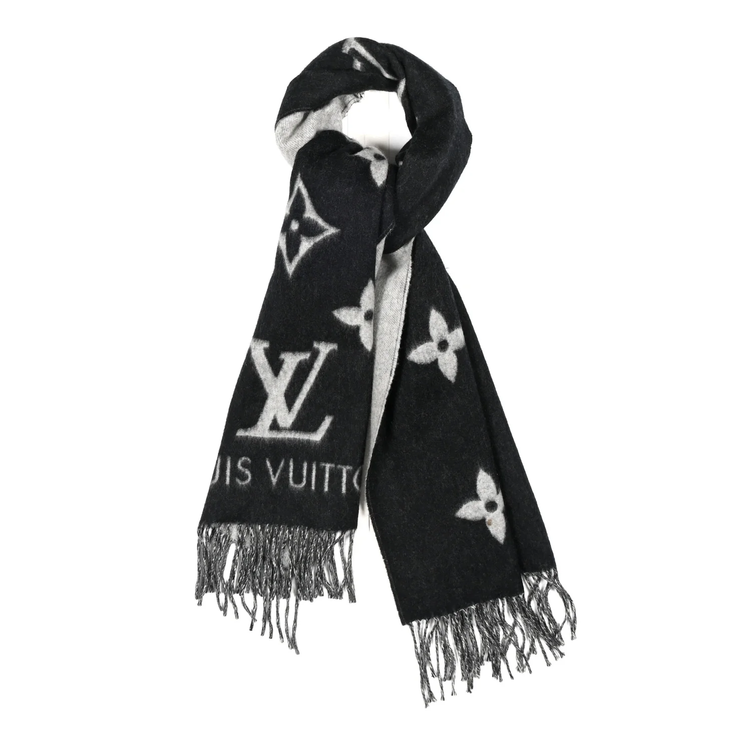 Cashmere Monogram Reykjavik Scarf Black