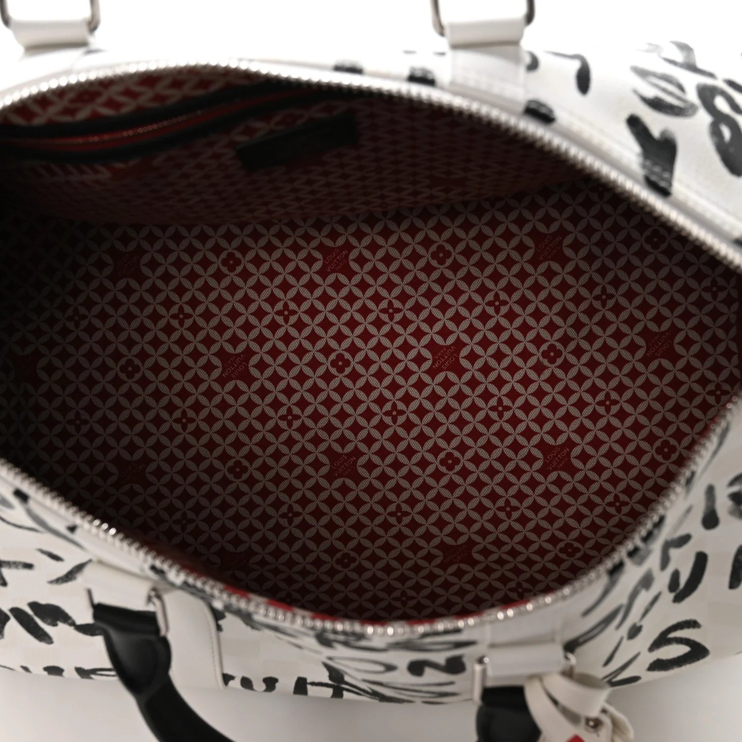 Cowhide Damier LV Dynasty Keepall Bandouliere 50 White Black - Image 4
