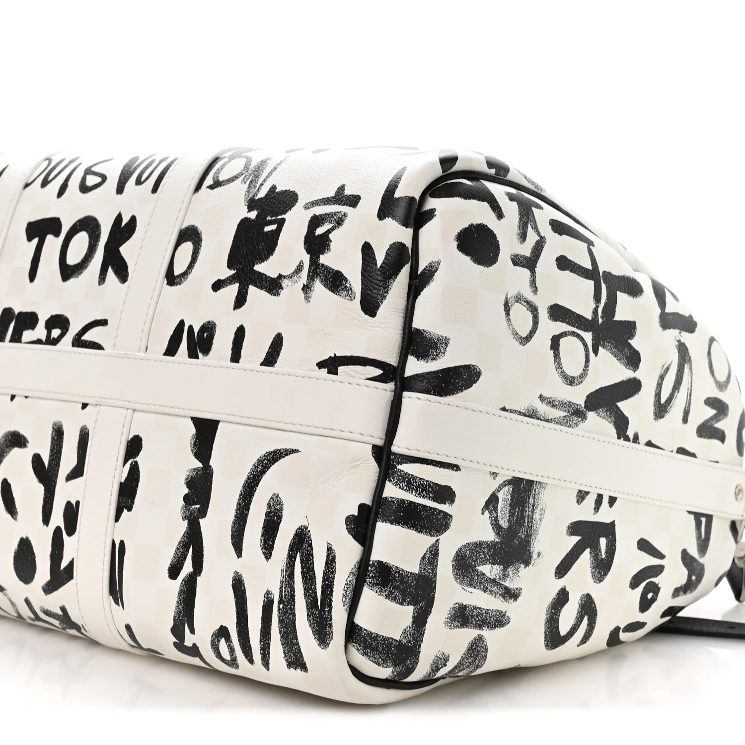 Cowhide Damier LV Dynasty Keepall Bandouliere 50 White Black - Image 8