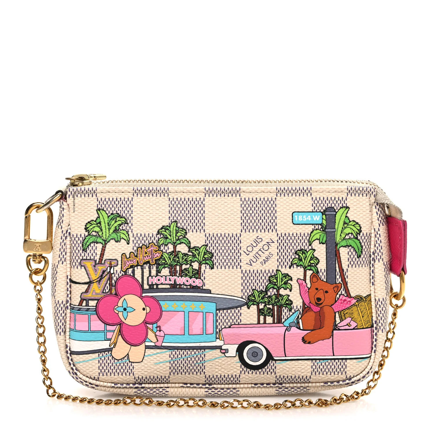 Damier Azur 2021 Christmas Animation Hollywood Mini Pochette Accessories Fuchsia