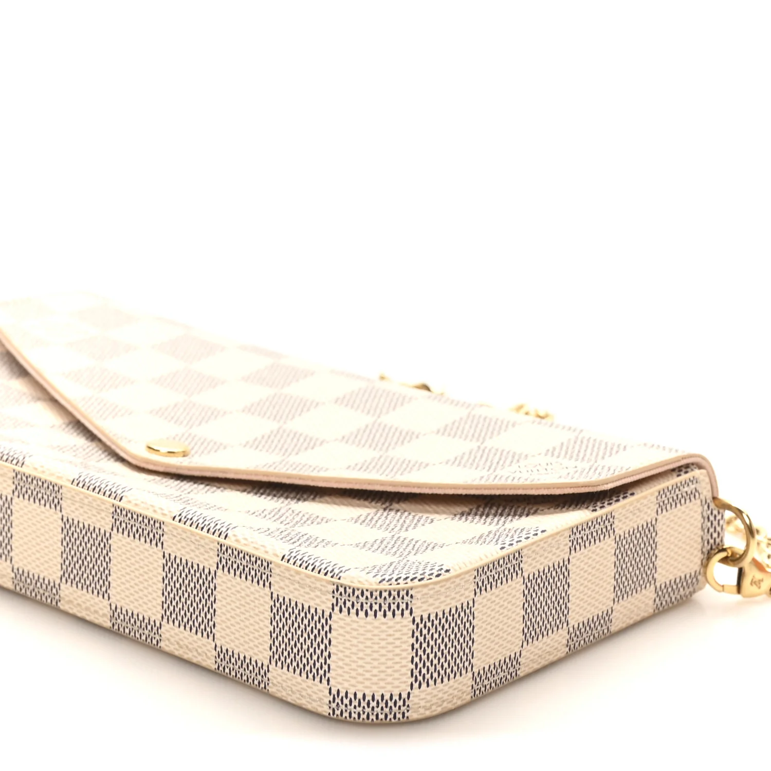 Damier Azur Pochette Felicie Chain Wallet Rose Ballerine - Image 10