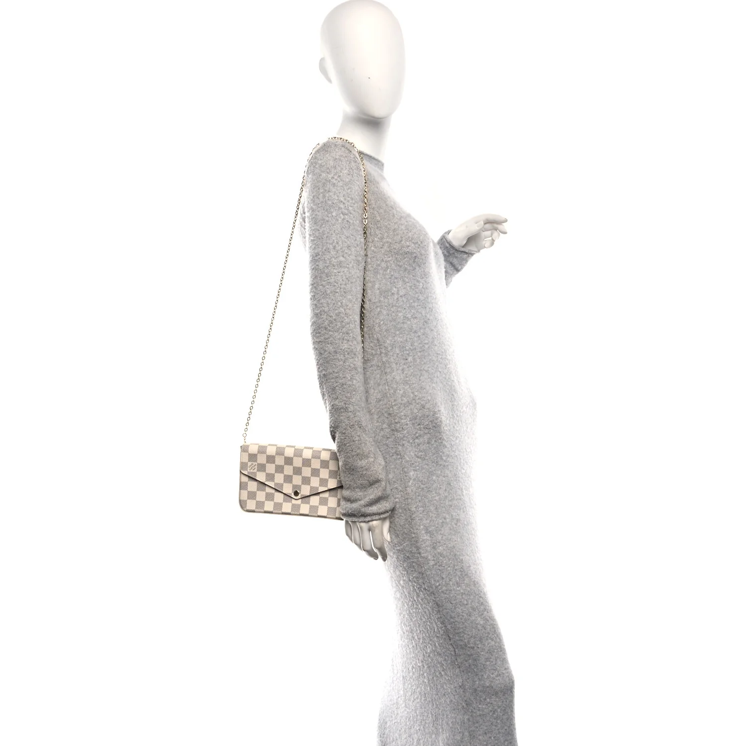 Damier Azur Pochette Felicie Chain Wallet Rose Ballerine - Image 2
